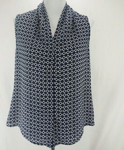 Apt 9 Sleeveless Blouse Size Medium Blue Black Top